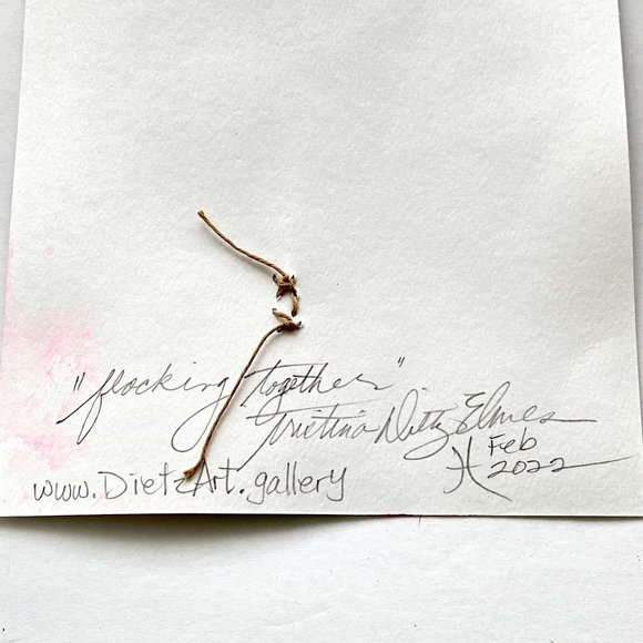 Flocking Together - Original Wall Art Handmade Mixed Media Painting 8"x10" - Picture 3 of 4